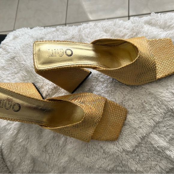 EGO brand Block Heel Mule Metallic Gold Size 8 - Picture 3 of 5